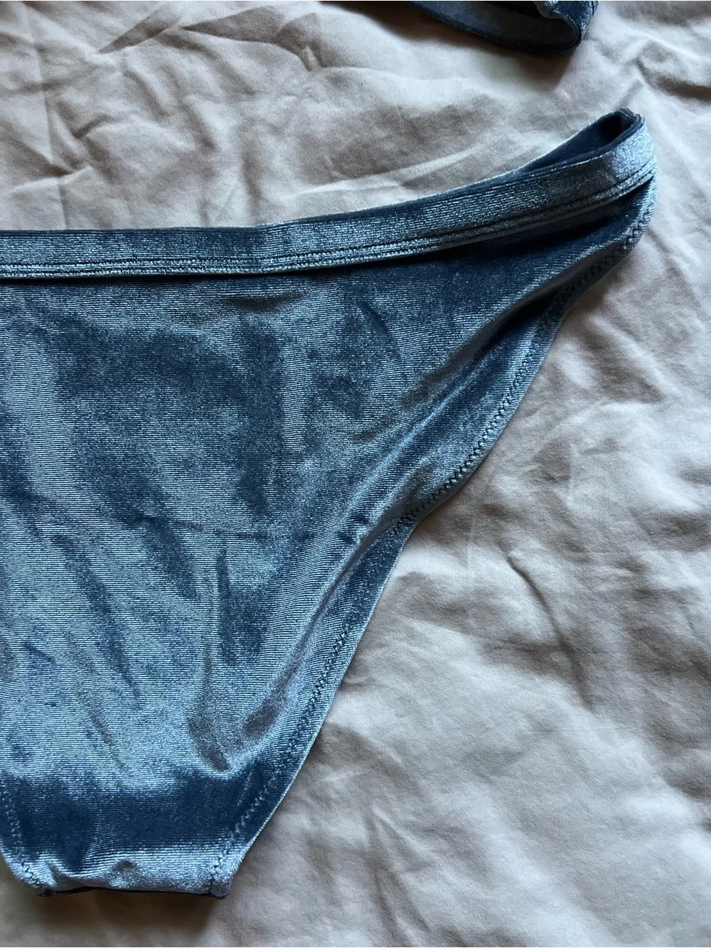 Shimmery Blue Velvet Bikini Set